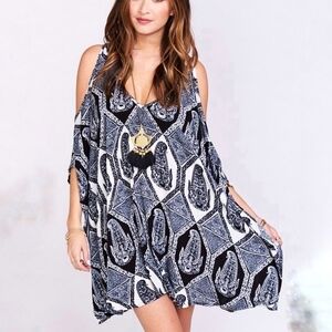 Show Me Your Mumu Peta-boo tunic Eat Pray Mu Blue paisley Boho Women's small